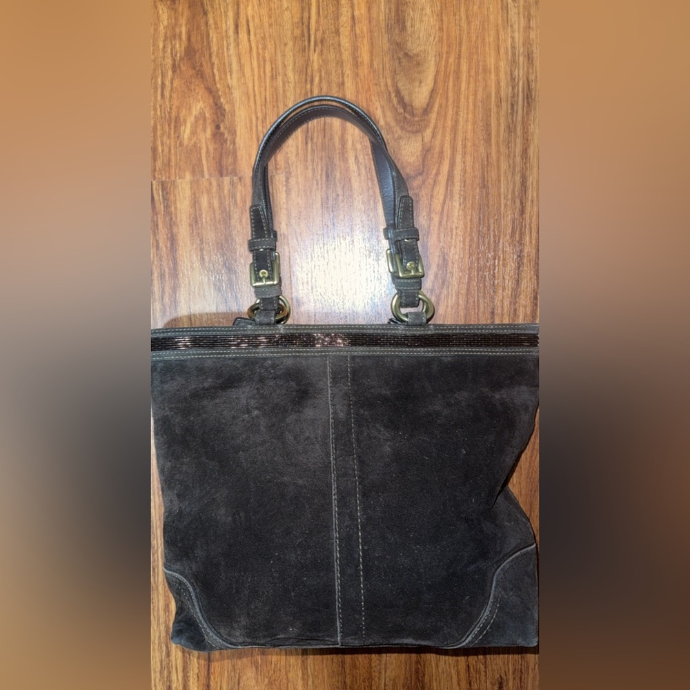 Coach Brown Suede Tote Bag RARE! ‼️SOLD‼️ - Picture 4 of 10